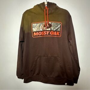 Mossy Oak Brown and Green Hoodie with Camo Logo Size Large